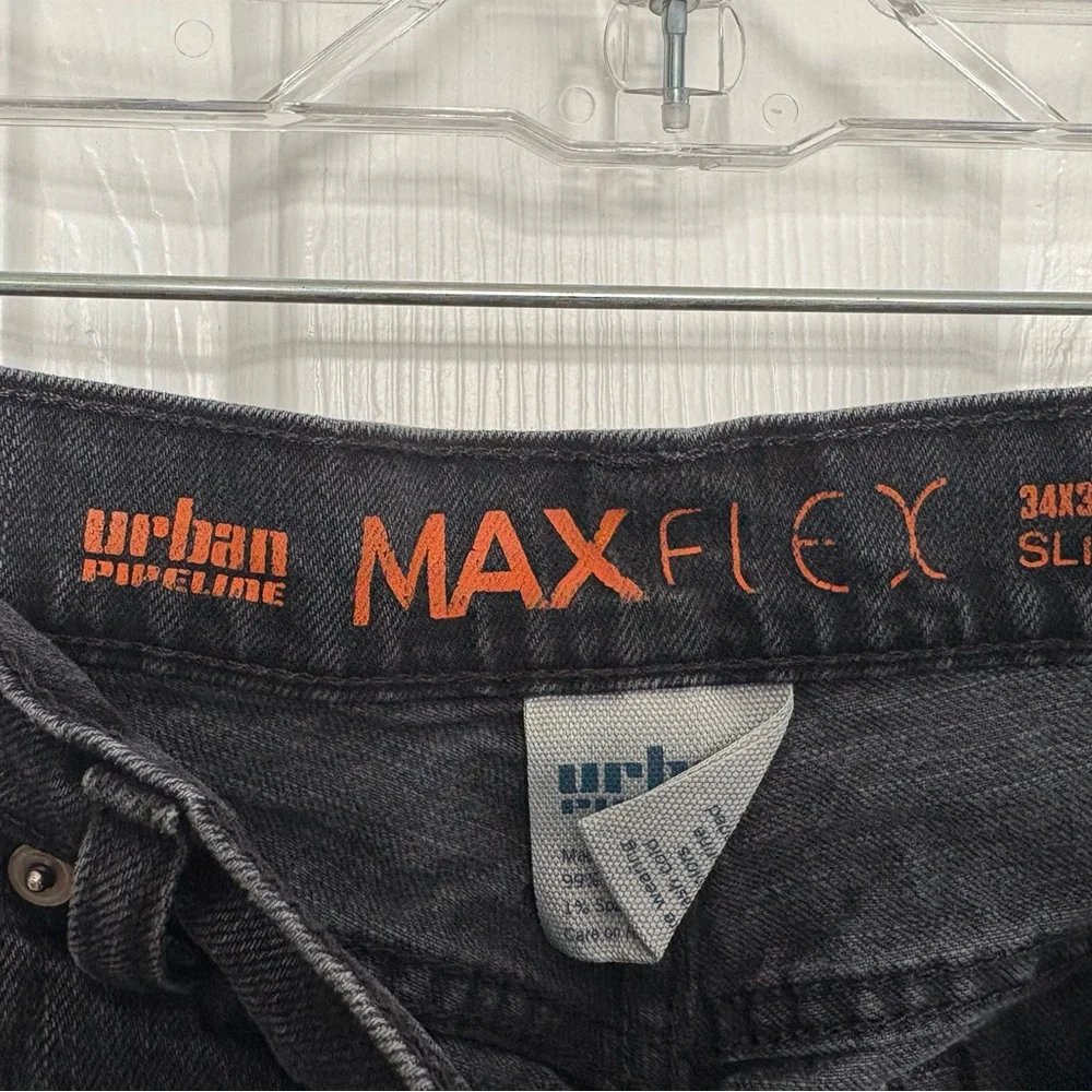 Urban Pipeline Jeans Men 34x32 Black Slim Fit Straight Stretch Denim Pants